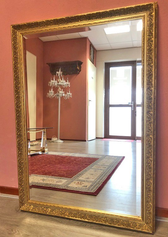 Groot spiegel vintage met klassiek / antieke gouden lijst hout rechthoek cm - Spiegels - Westenhof