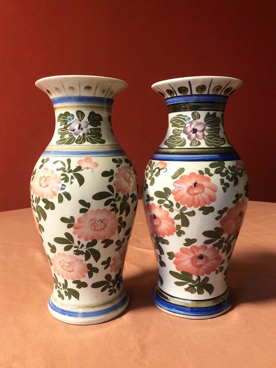 schotel kiem halen 2 st. Antieke vazen porselein wit met bloemen - Vazen en Bloemenschalen -  Westenhof