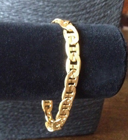 Canada herstel Ezel Goud Heren armband schakel 18k gouden plaatarmband armband heren - Maat 22  cm - Armbanden - Westenhof