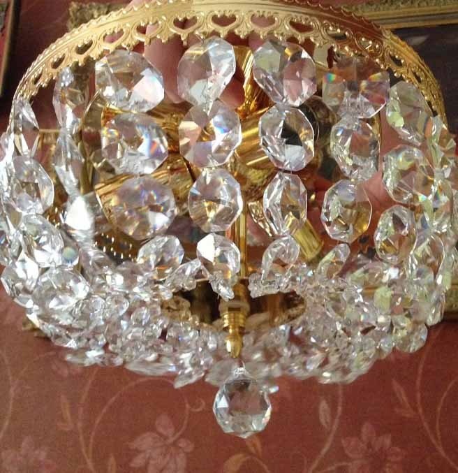 Cater Aanklager haak Vintage kristallen lamp/plafondlamp/plafonnière - goud - Plafondlamp /  Plafonnière - Westenhof