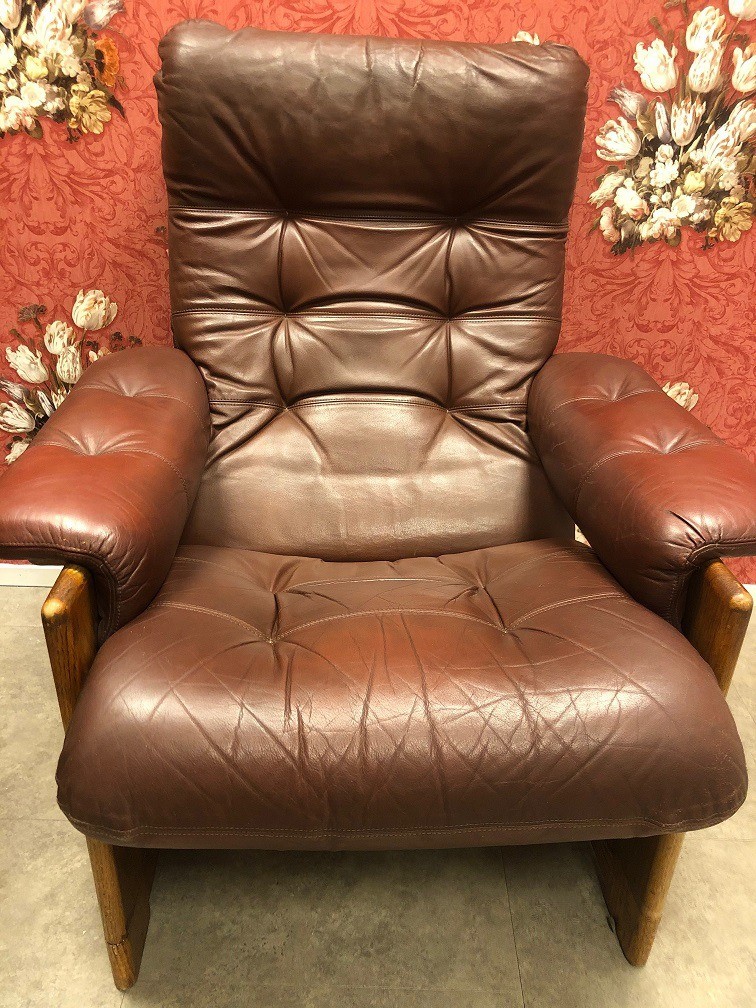 lancering servet zaad Vintage klassiek leren fauteuil / stoel retro bruin - Stoelen - Westenhof