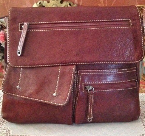 Vintage schoudertas/dames tas 100% echt leer bruin - tassen Westenhof