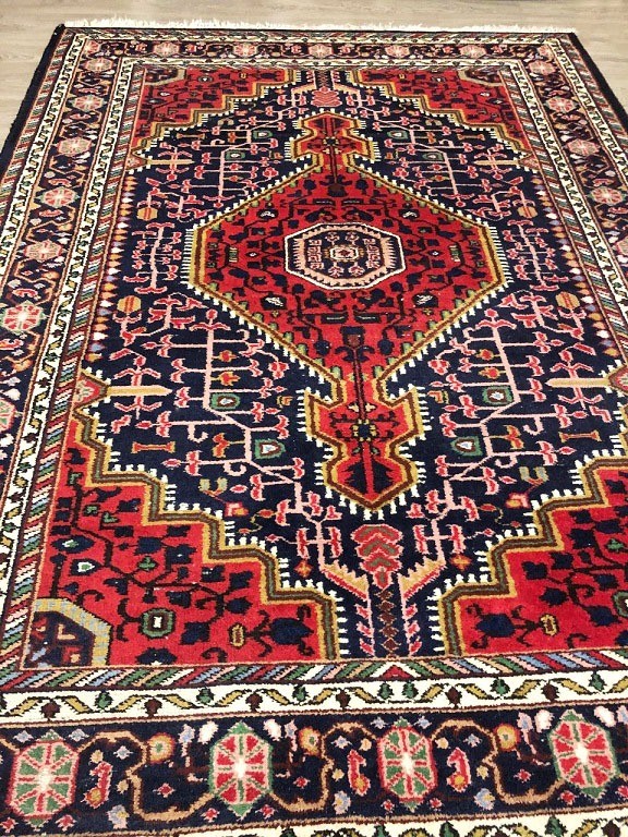 Pathologisch lexicon kleur Handgeknoopt Abadeh perzisch tapijt / oosters vloerkleed retro 255x175 -  Rood met donkerblauw - Tapijten / Vloerkleden - Westenhof
