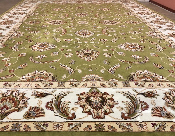 Oosters vloerkleed / tapijt wol klassiek bloemen 350x250 - Groen olijf / olijfgroen - Tapijten / Vloerkleden - Westenhof