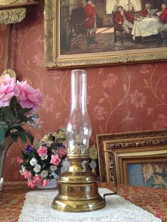 Antieke olielamp koperen goud 2