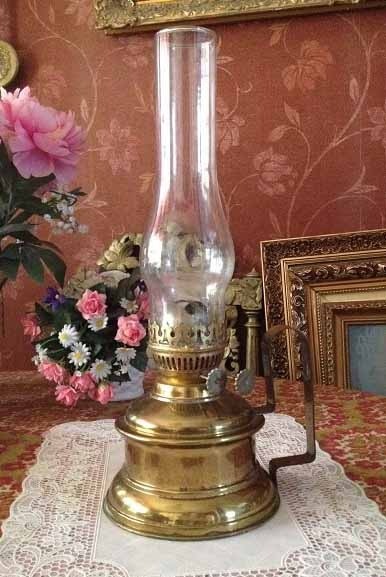 Antieke olielamp koperen goud 3
