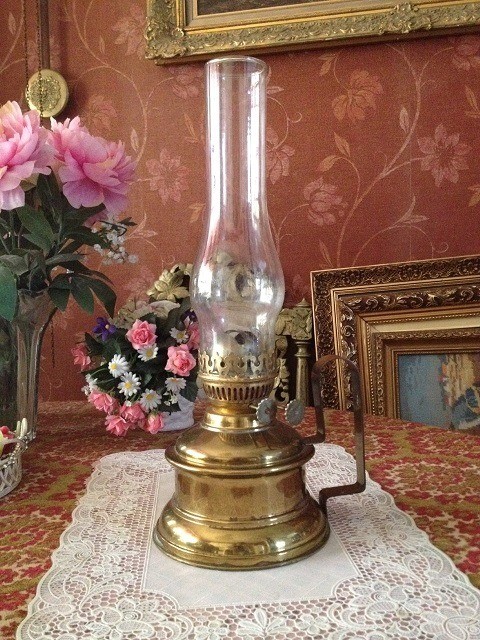 Antieke olielamp koperen goud 4