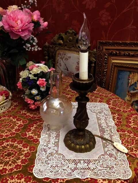 Bronzen lamp tafellamp olie 2