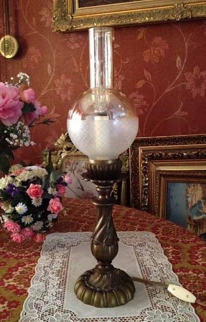 Bronzen lamp tafellamp olie 3