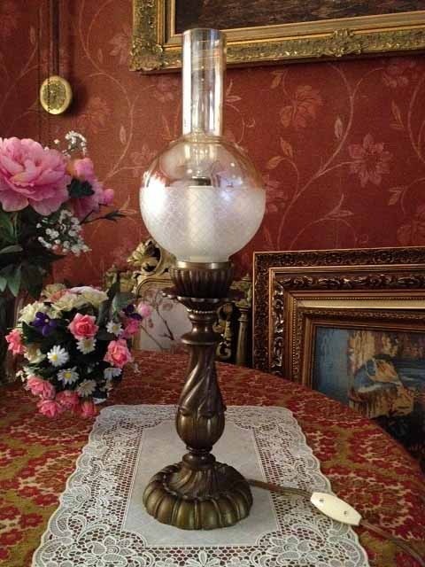 Bronzen lamp tafellamp olie 7