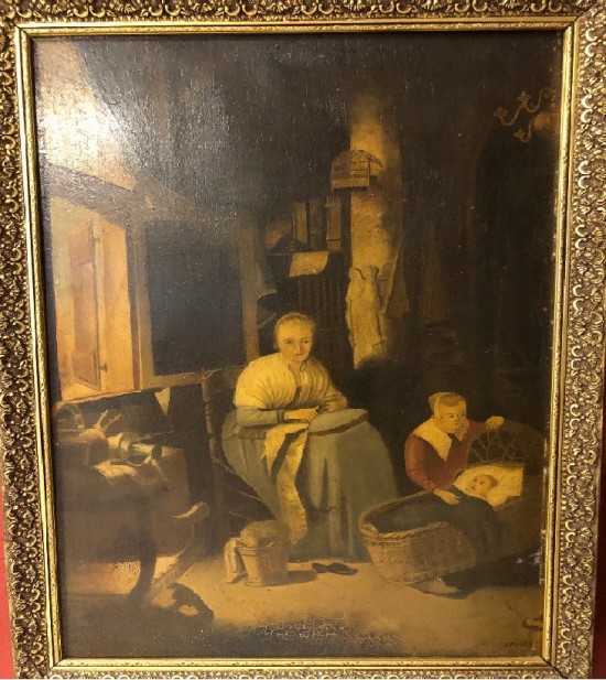 Ds1032 oude kust schilderij antiek 15