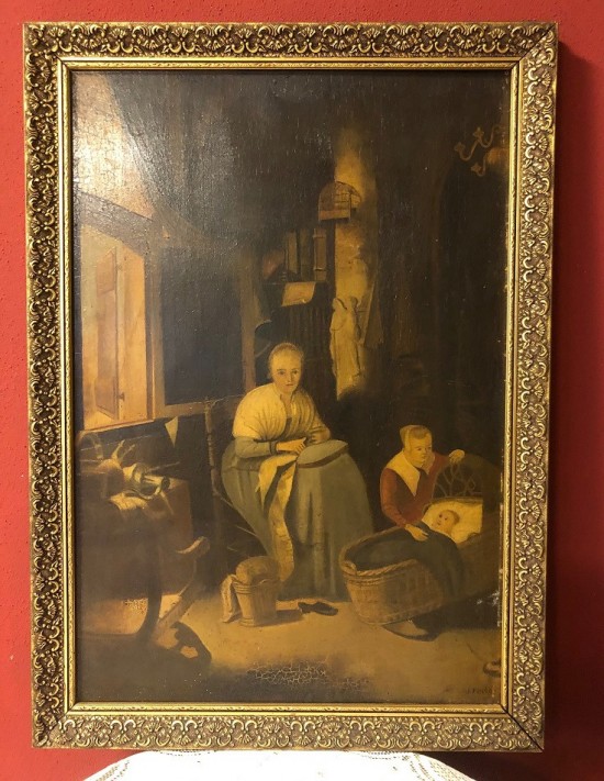 Ds1032 oude kust schilderij antiek 3