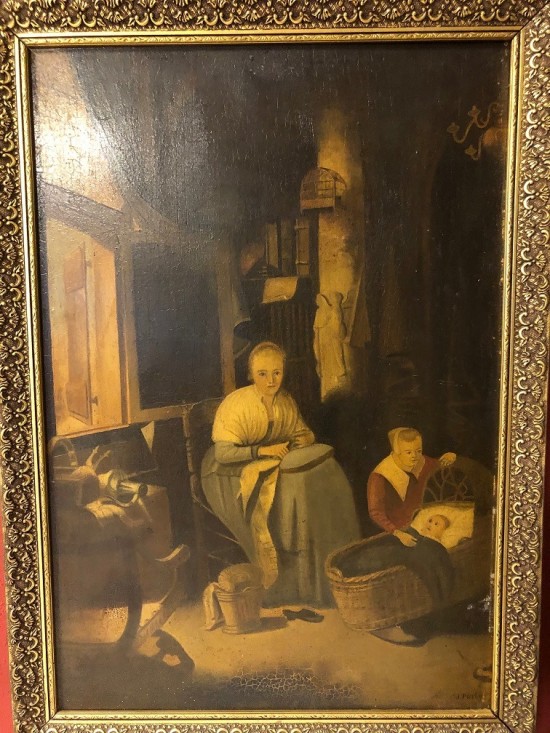 Ds1032 oude kust schilderij antiek 4