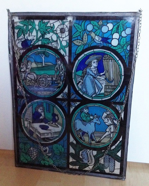 Glas in lood blauw 44x32 cm 4