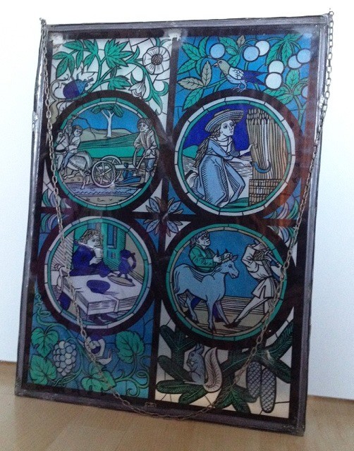 Glas in lood blauw 44x32 cm 5