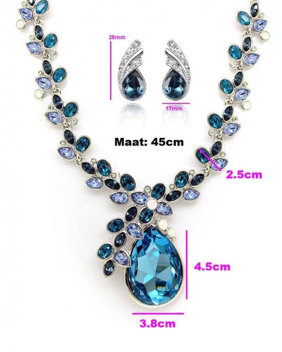 Juwelier set kristal blauw 2