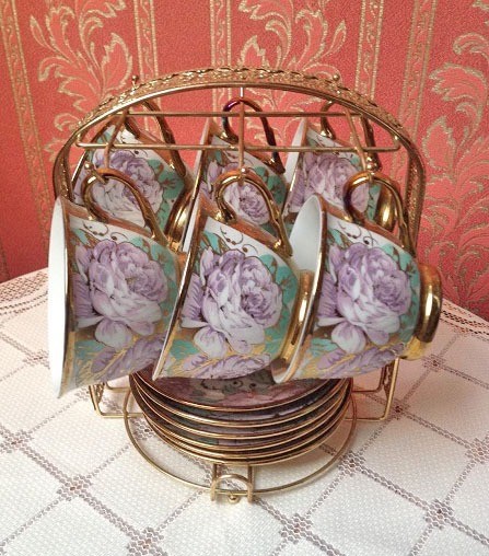 Kop en schotels paars 7