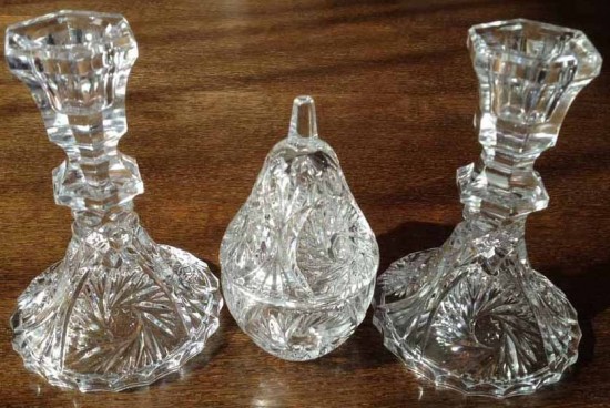 Kristallen kandelaar en pot 1