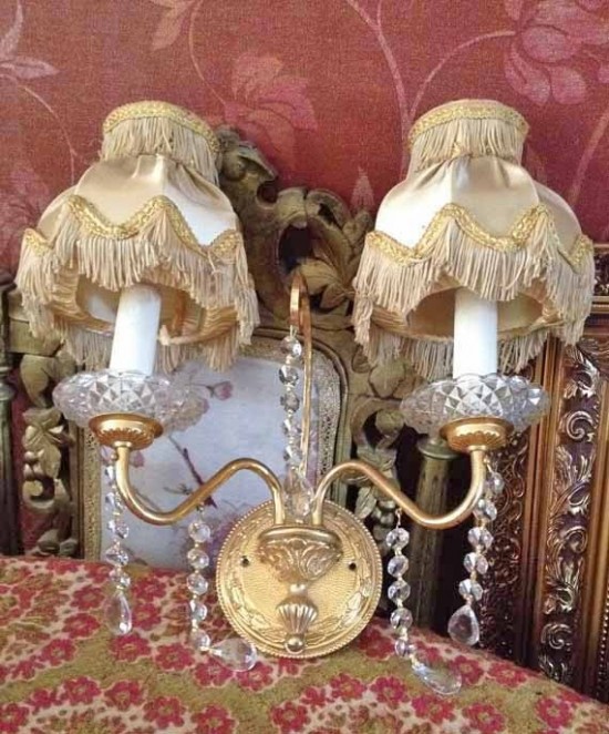 Kristallen wandlamp 2 lampenkap 3