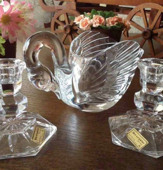 Kristallen zwaan en kandelaar 3   kopie