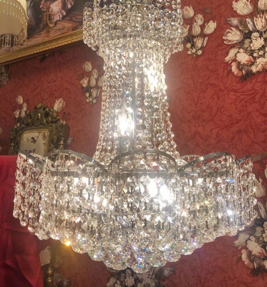 Kroonluchter zilver 5   kristal