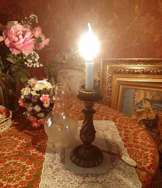 Olielamptafelamp brons 1