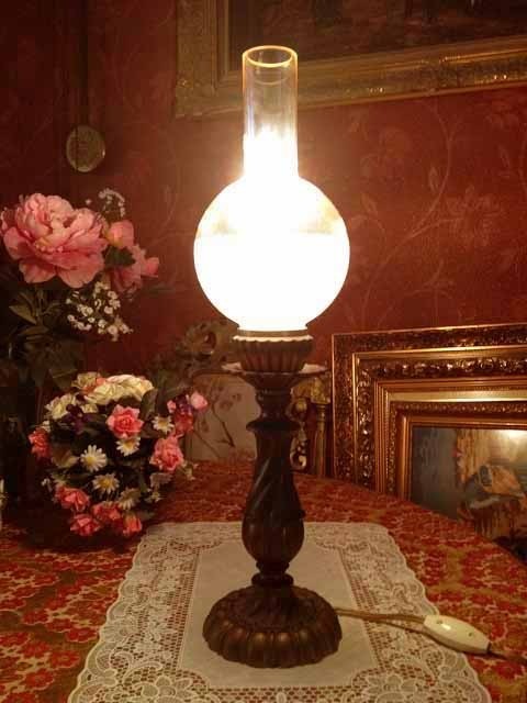 Olielamptafelamp brons 2