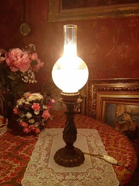 Olielamptafelamp brons 3 0