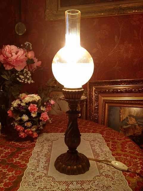 Olielamptafelamp brons 4