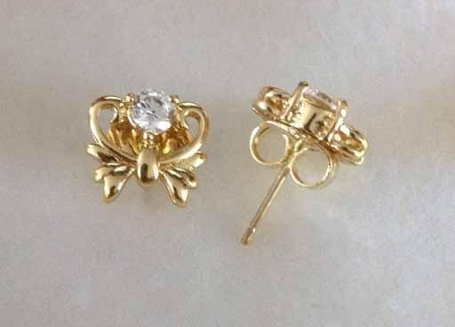 Oorbellen hart goud knopjes