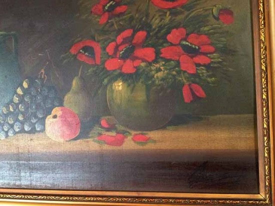 Oud schilderij bloemen en fruit 10