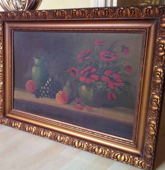 Oud schilderij bloemen en fruit 5