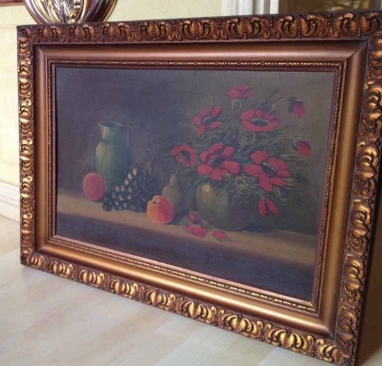 Oud schilderij bloemen en fruit 6