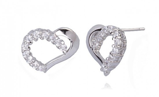 Owd6549 witgoud oorbellen  hart met zirkonia 3