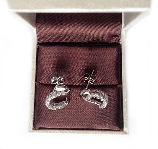 Owd6549 witgoud oorbellen  hart met zirkonia 5