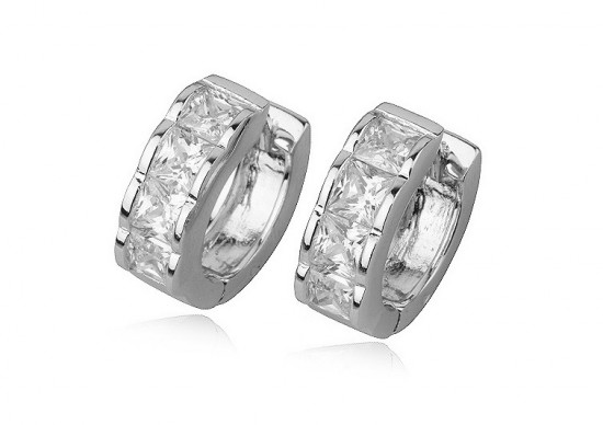 Owd6561  oorbellen  creolen met zirkonia  witgoud