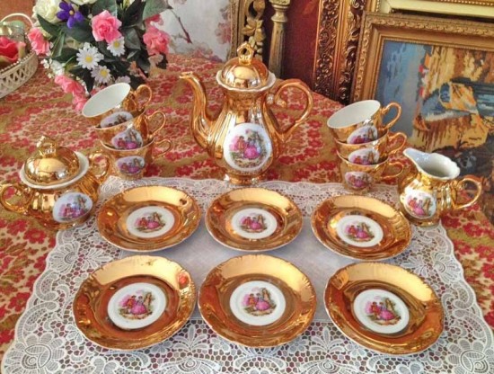 Servies compleet goud 6