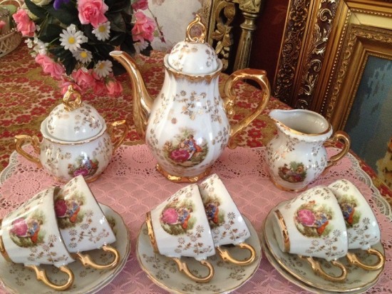 Servies compleet wit goud dresden 10