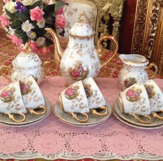 Servies compleet wit goud dresden 2