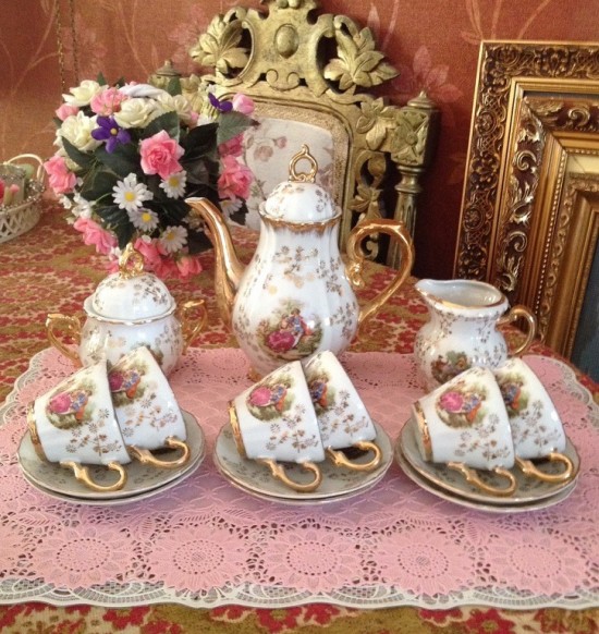 Servies compleet wit goud dresden 3