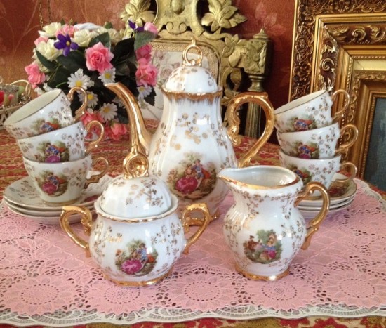 Servies compleet wit goud dresden 5