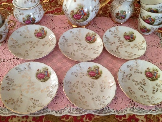 Servies compleet wit goud dresden 9