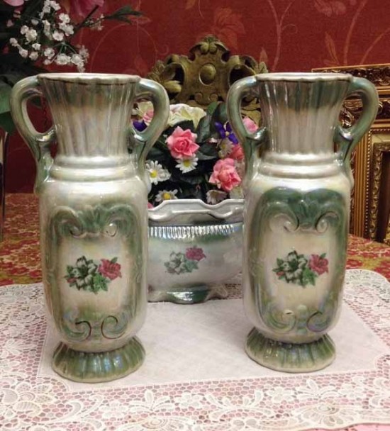 Vazen en bloemenschaal  groen