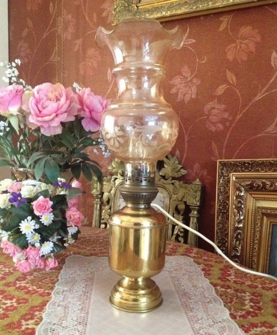 Vtl1063 olie lamp goud antiek  2