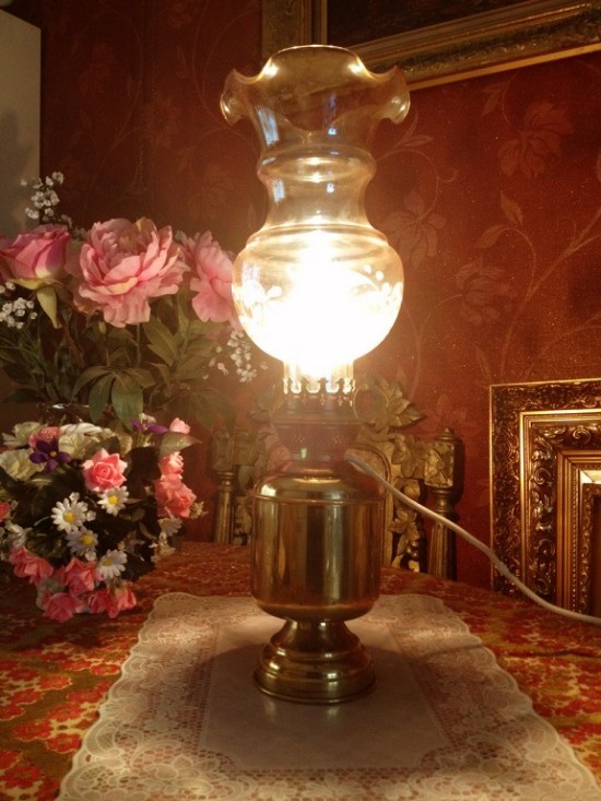 Vtl1063 olie lamp goud antiek  3