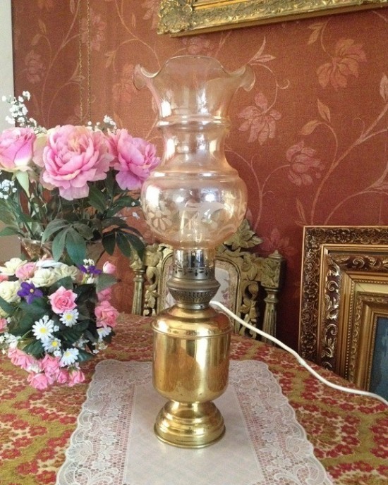 Vtl1063 olie lamp goud antiek  6