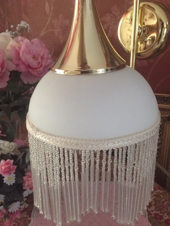 Wandlamp goud kralen 1