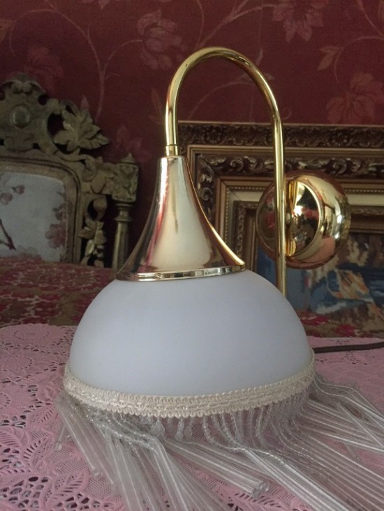 Wandlamp goud kralen 4