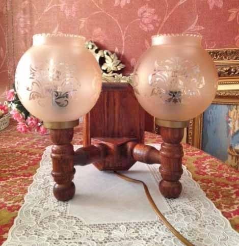 Wandlamp hout 2 bollen 2