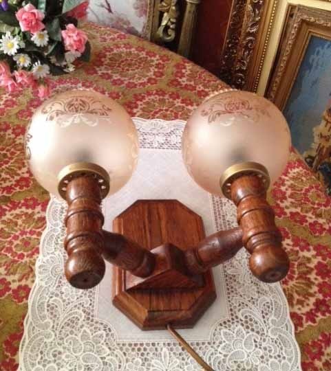 Wandlamp hout 2 bollen 3